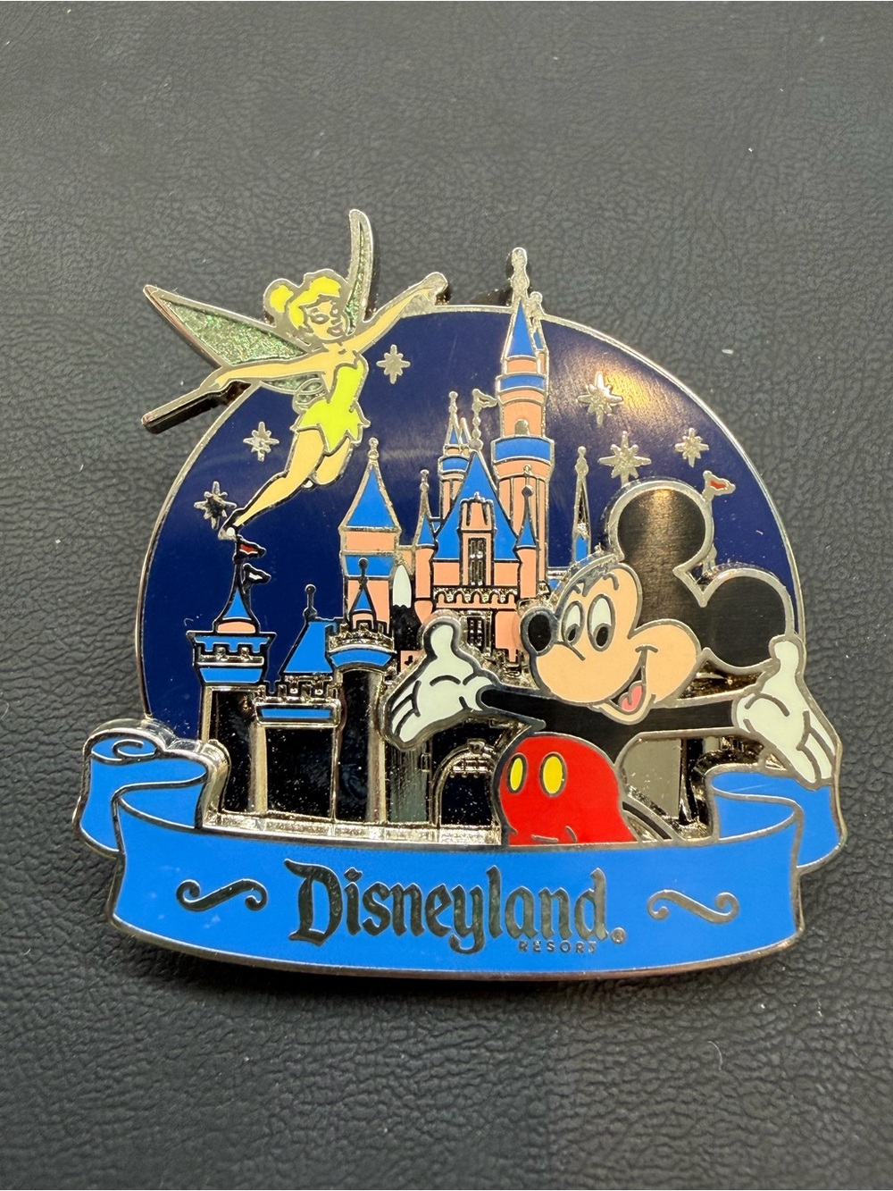 Disney Mickey & Tinker Bell Castle Pin — Blue, Yellow, Red
